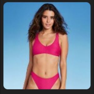 Pink textured bikini set